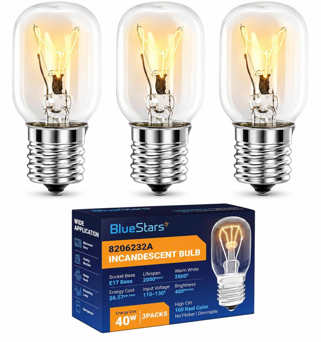 Amazon.com: BlueStars 8206232A KEI 125V 40W Microwave Bulb E17